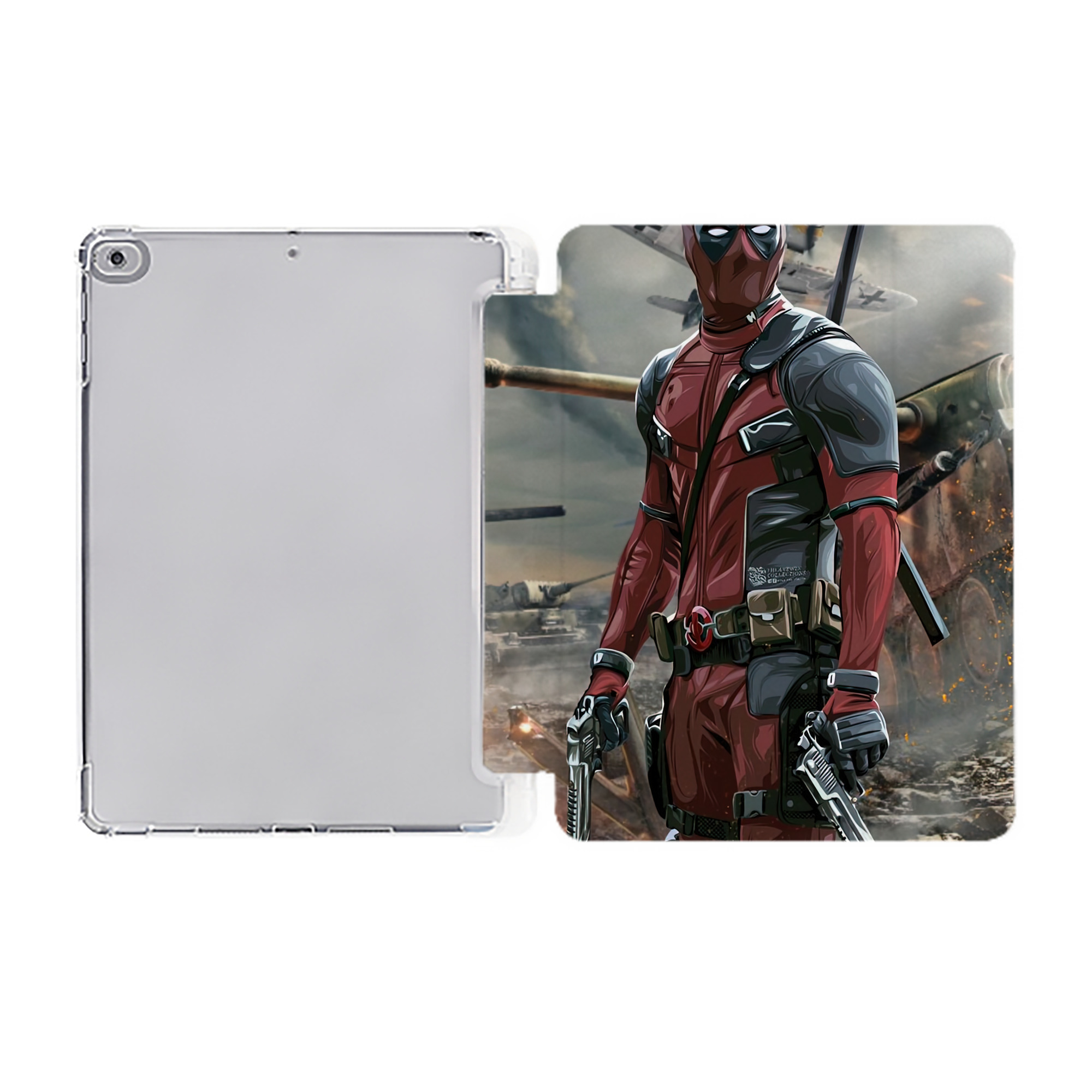 （画像用） Deadpool デッドプール IPad ケース ペン収納付き 三つ折りスタンド PUレザー×シリコン 対応機種9.5/10.5/10.9インチ